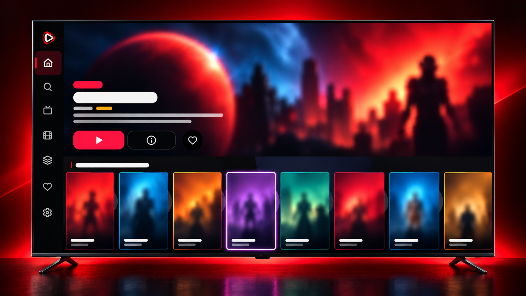 Interface do Nexon Player em uma TV